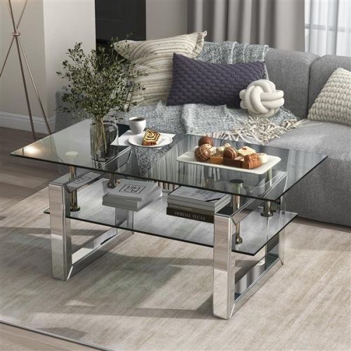 W 39.4" X D 19.7 " X H 17.7" Transparent tempered glass coffee table, coffee table W 39.4" X D 19.7 " X H 17.7" Transparent tempered glass coffee table, coffee table