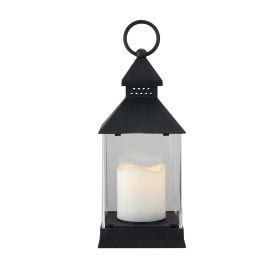 9.5" Black Candle Lantern with Flameless LED Candle Tabletop Decor
